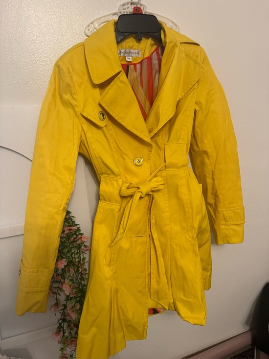 Jackets & Blazers - Women's Yellow Trench Coat with Waist Tie